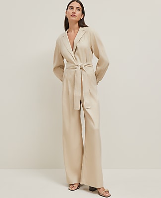 Ann Taylor Petite Linen Blend Wide-Leg Jumpsuit
