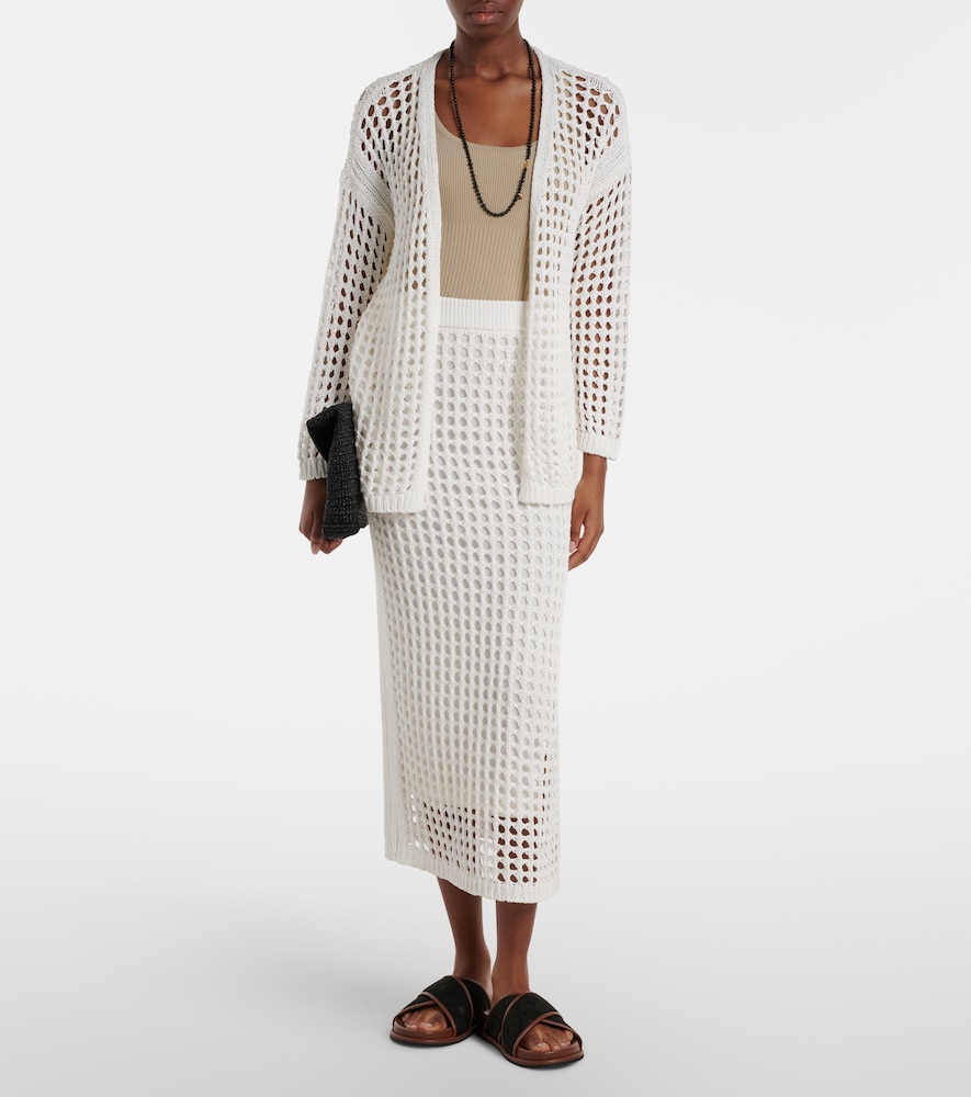 Gelo open-knit cotton wrap cardigan