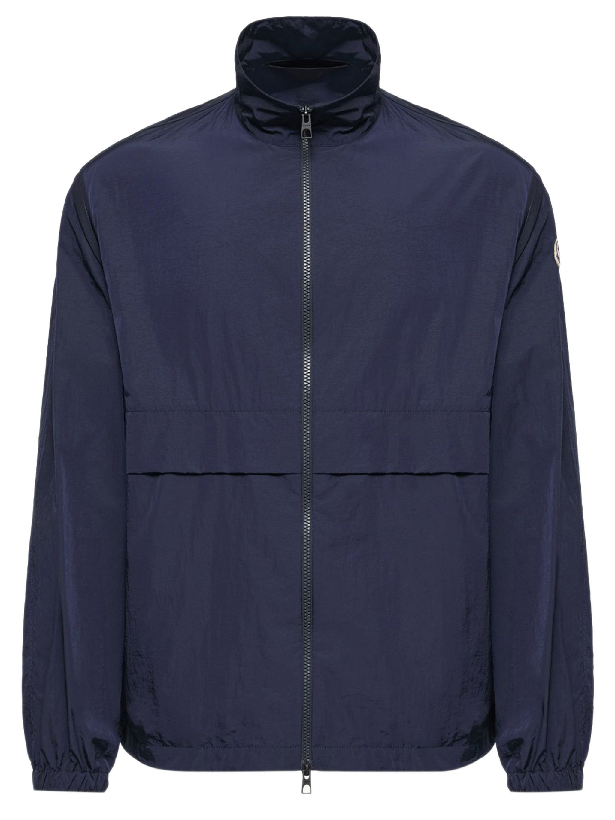Nylon Jacket with High Collar, Zip Side Pockets & Patch Logo