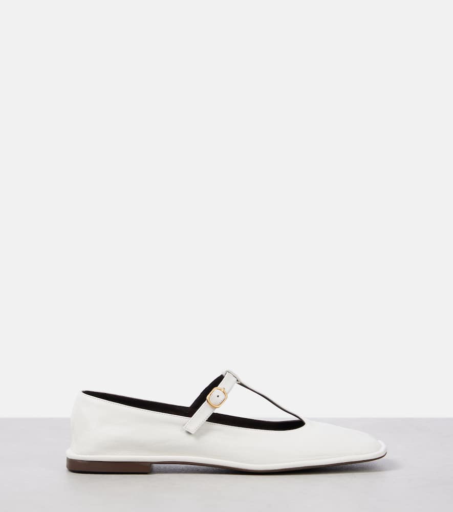 The Row Square T-Strap leather ballet flats