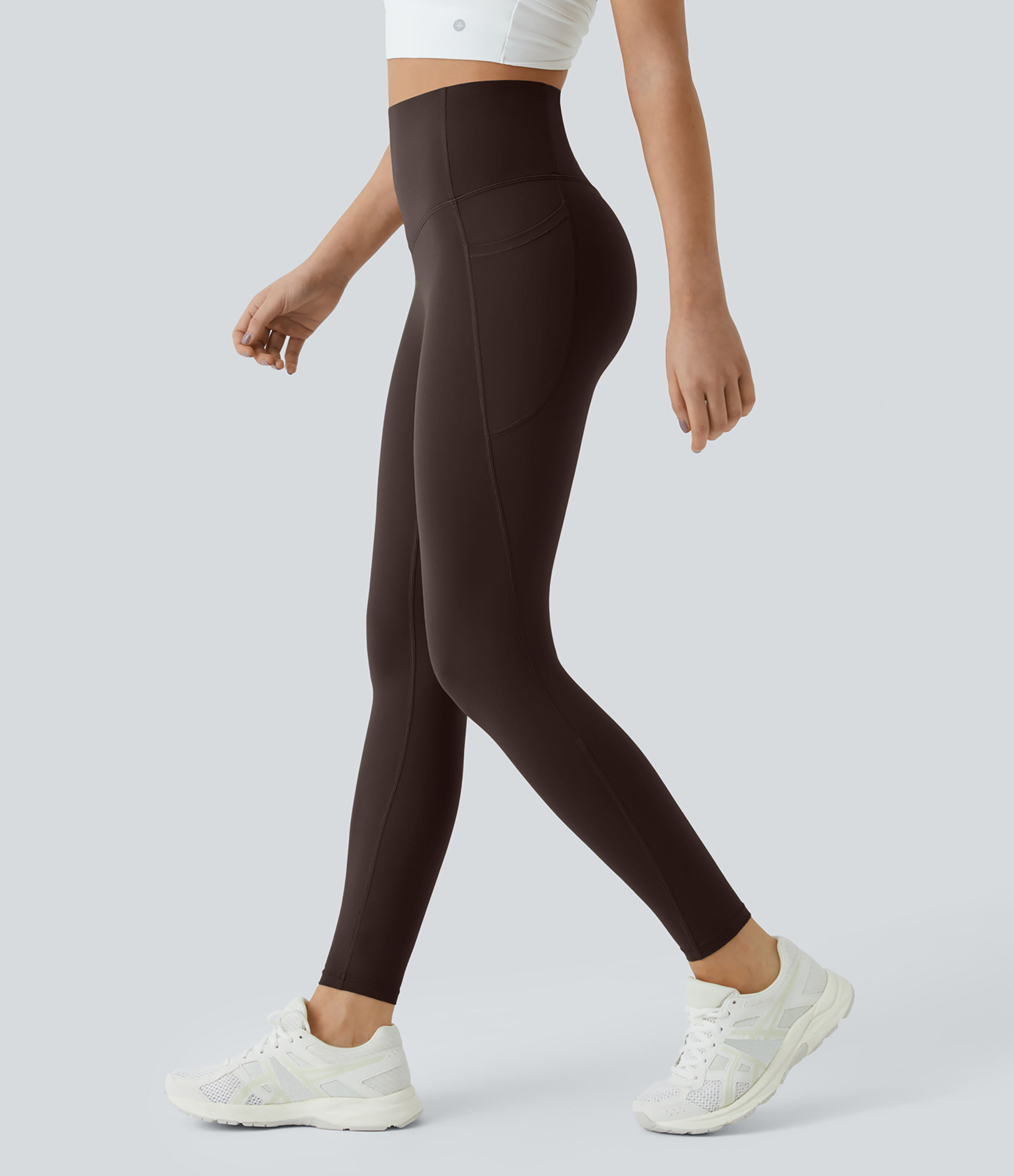 UltraSculpt™ High Waisted Tummy Control Pocket Shaping Training Leggings  - Hot Fudge