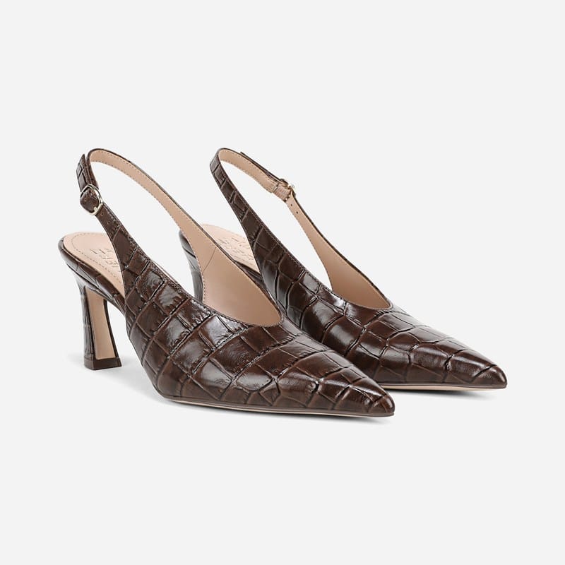 Elaine Slingback Dress Shoes, Brown Croco Print Leather