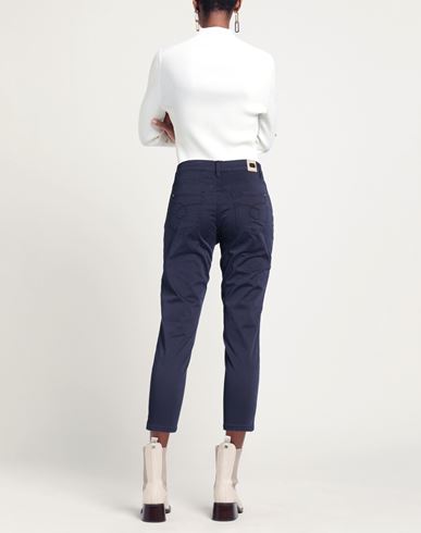 Woman Pants Navy Size 24 Cotton, Elastane