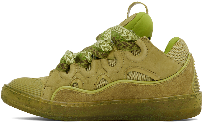 Lanvin Green Leather Curb Sneakers