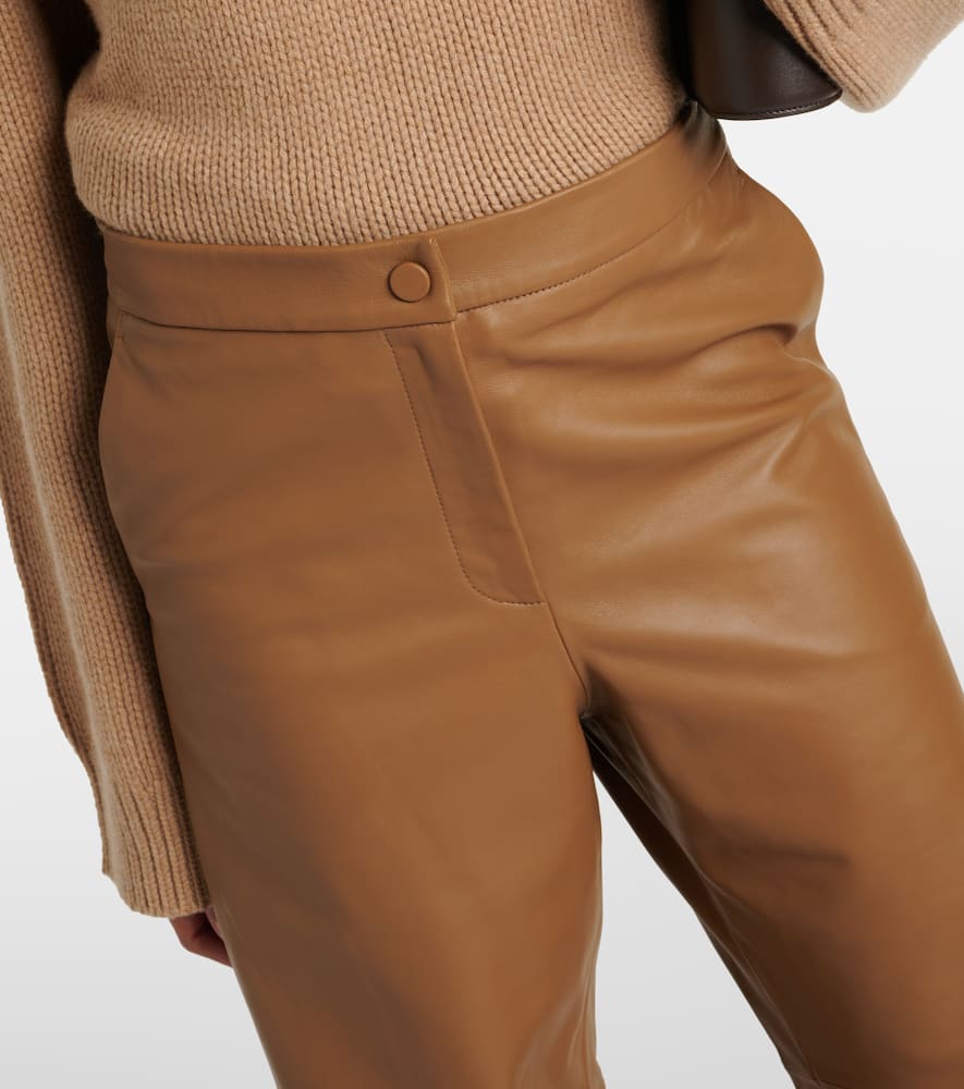 High-rise leather wide-leg pants