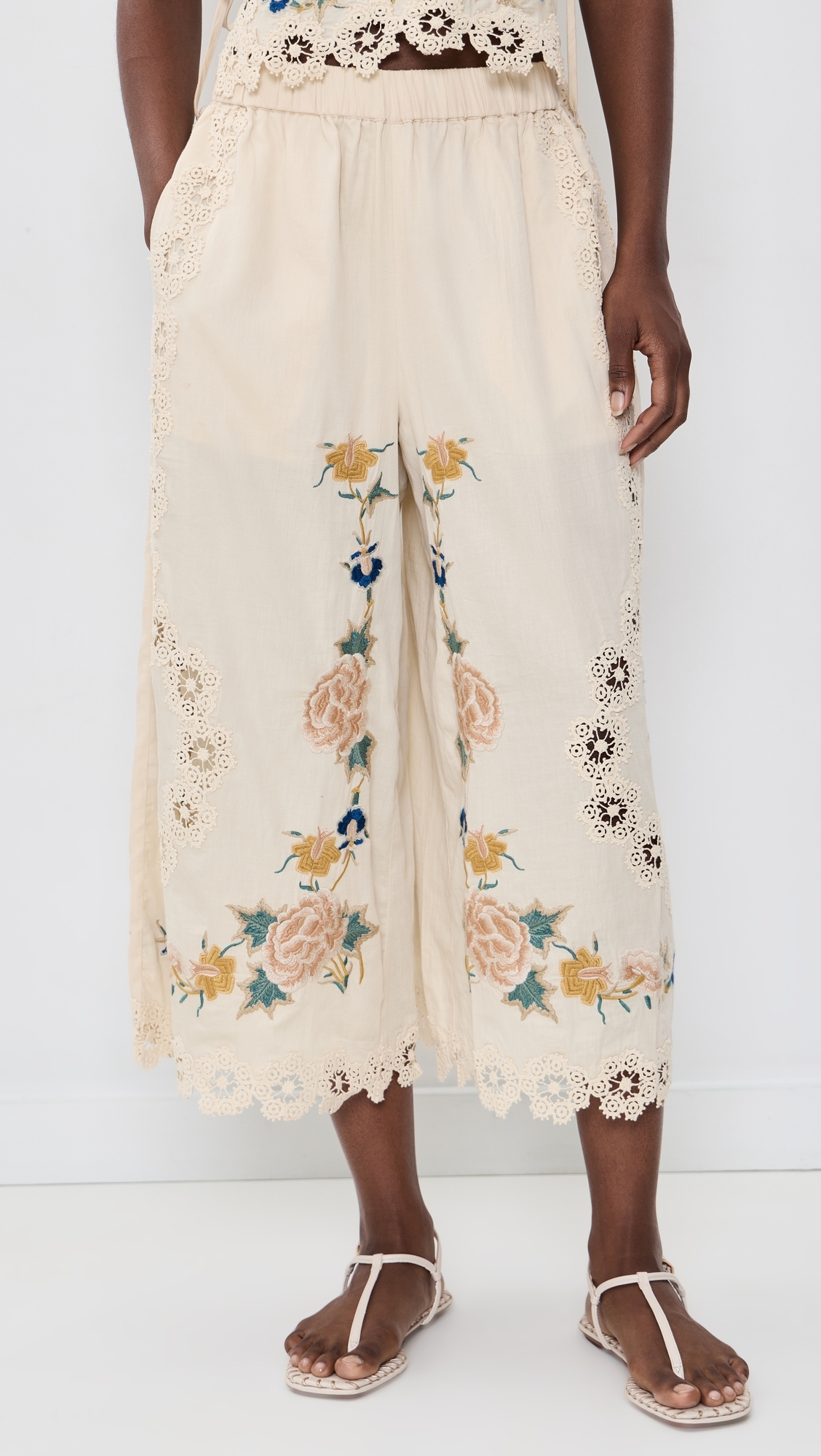 Adonna Embroidered Pants Cream