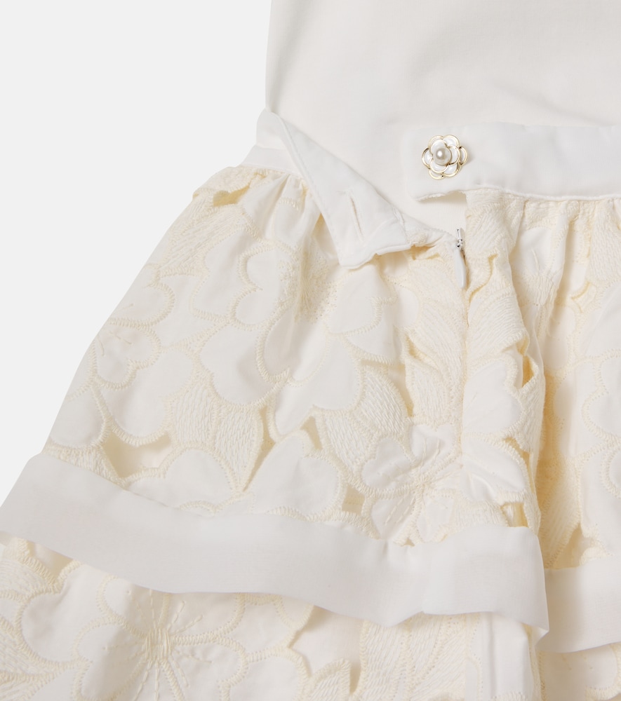 Cotton-blend top and skirt set