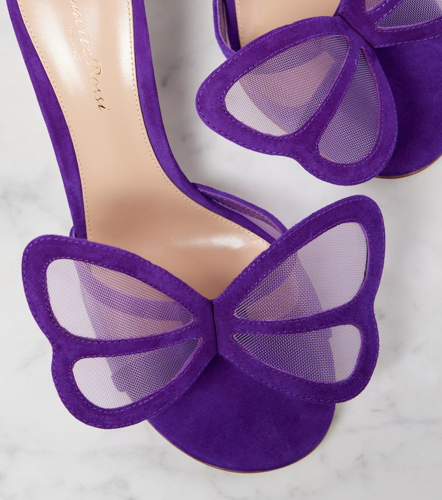 Gianvito Rossi Butterfly 70 mesh and suede mules