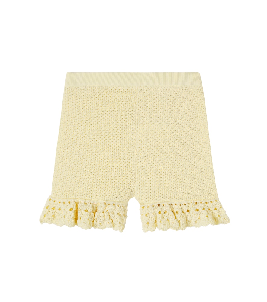 Crystal-embellished knitted shorts