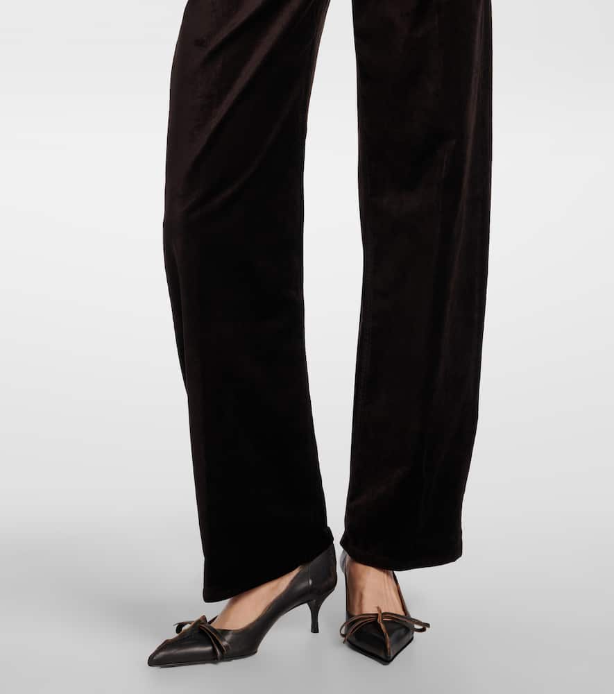 Ayla cotton-blend velvet straight pants