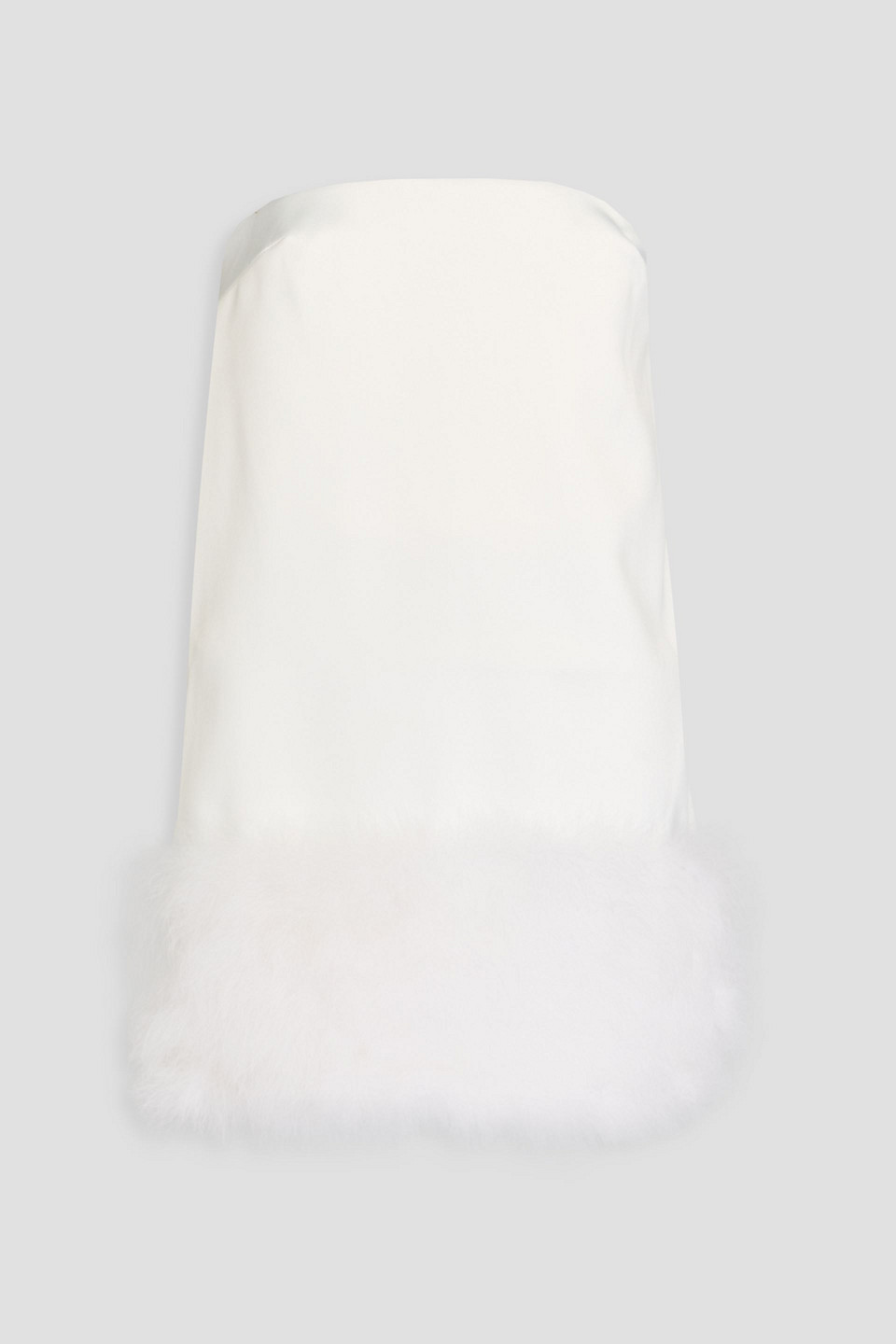 Blaise strapless feather-trimmed duchesse-satin mini dress