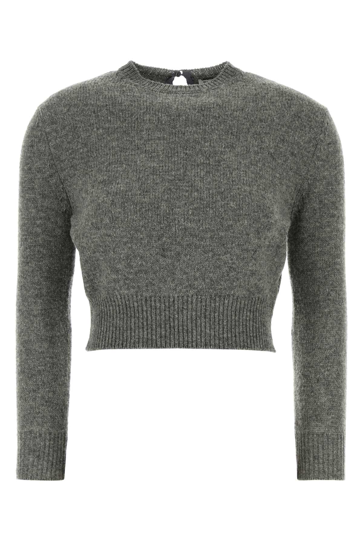 Virgin Wool Blend Cropped Sweater — Gray