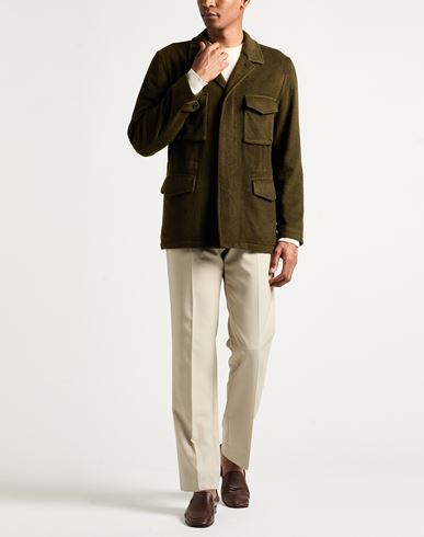 Man Jacket Military green Size 38 Cashmere