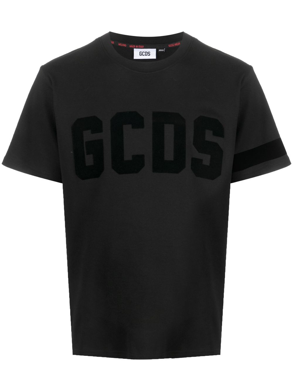 Flocked-logo cotton T-shirt - Black