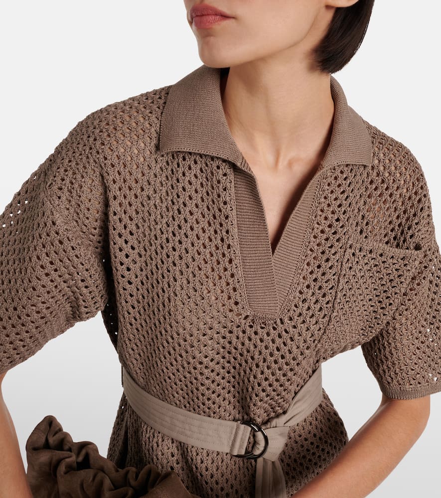 Cotton mesh polo dress