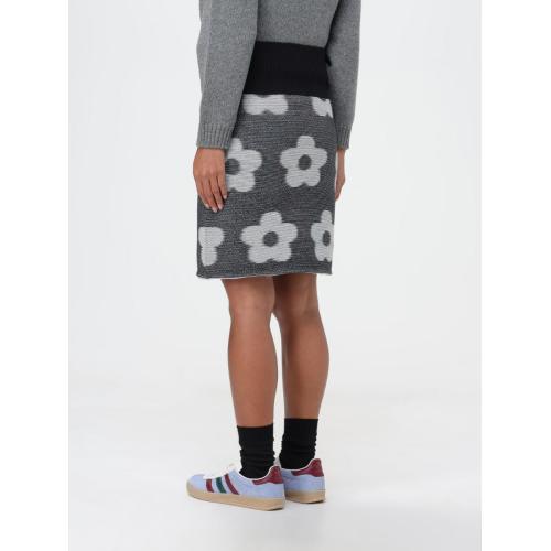 Jacquard flower-motif skirt - Black