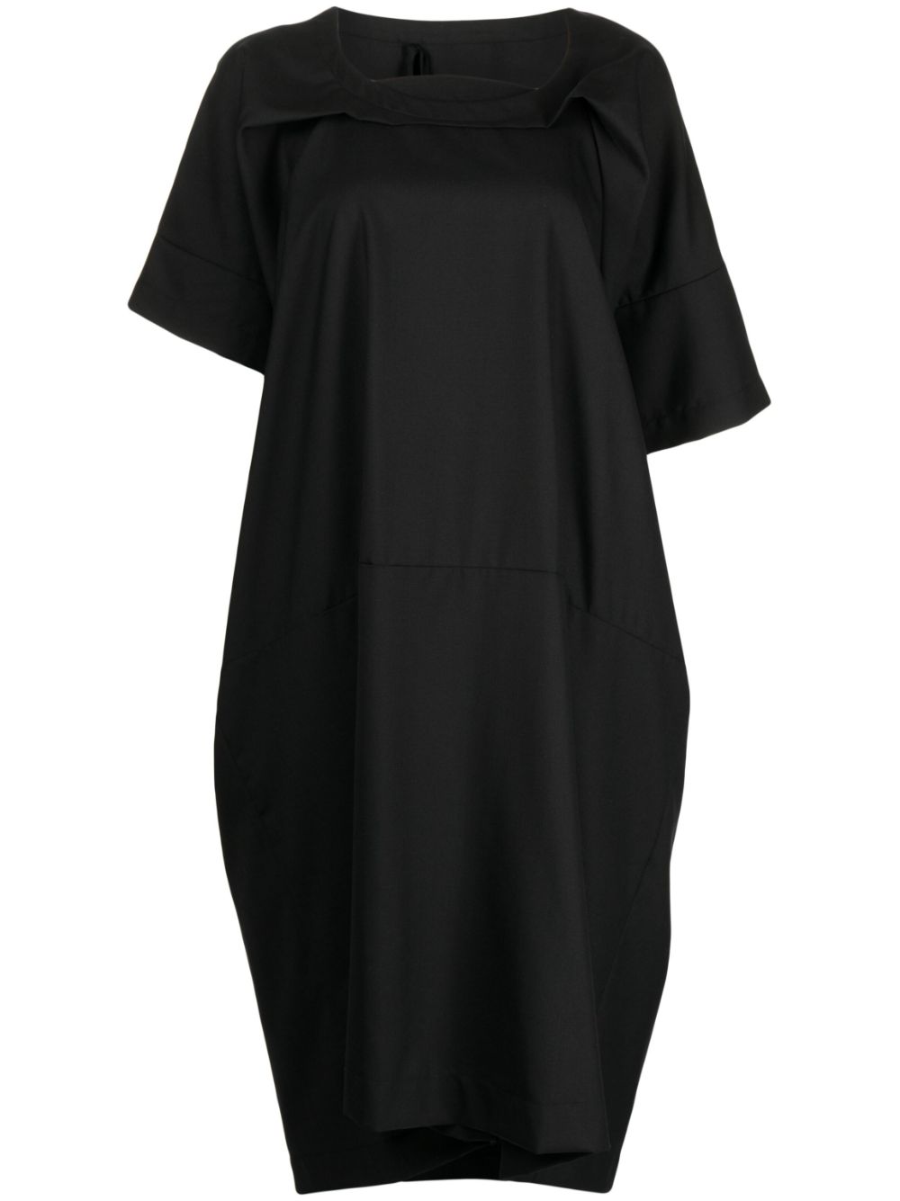 Asymmetric midi wool dress - Black
