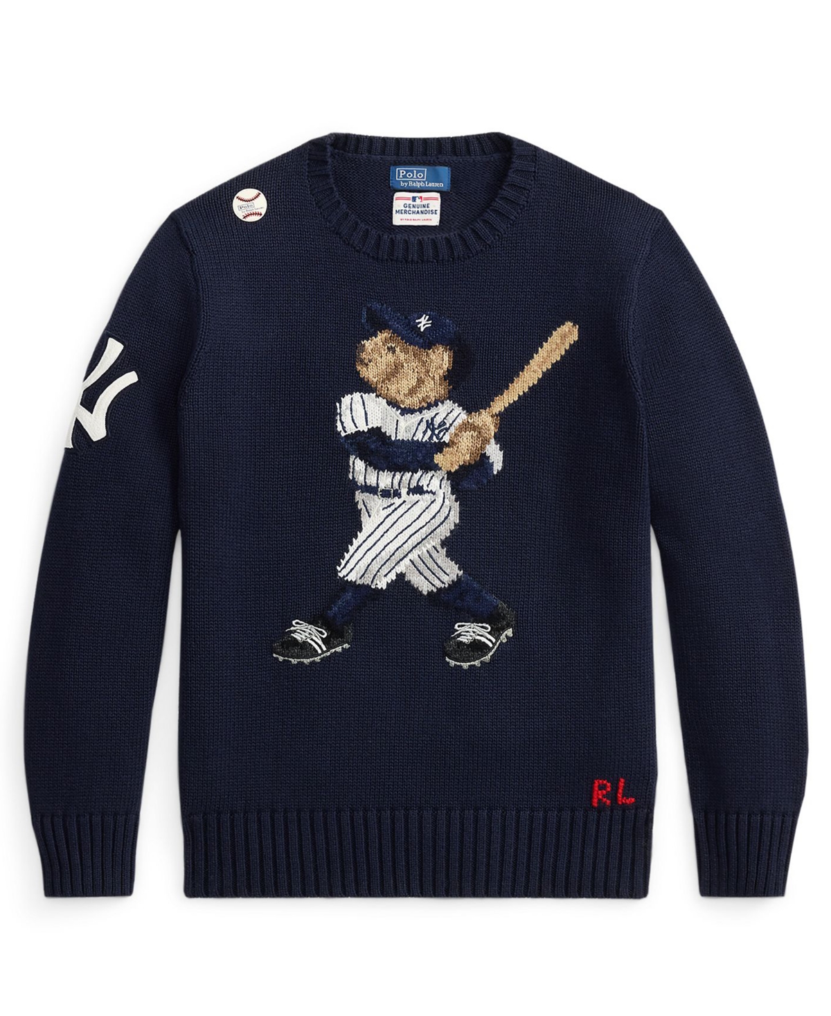 Big Boys 8-20 Yankees Bear Sweater - Navy