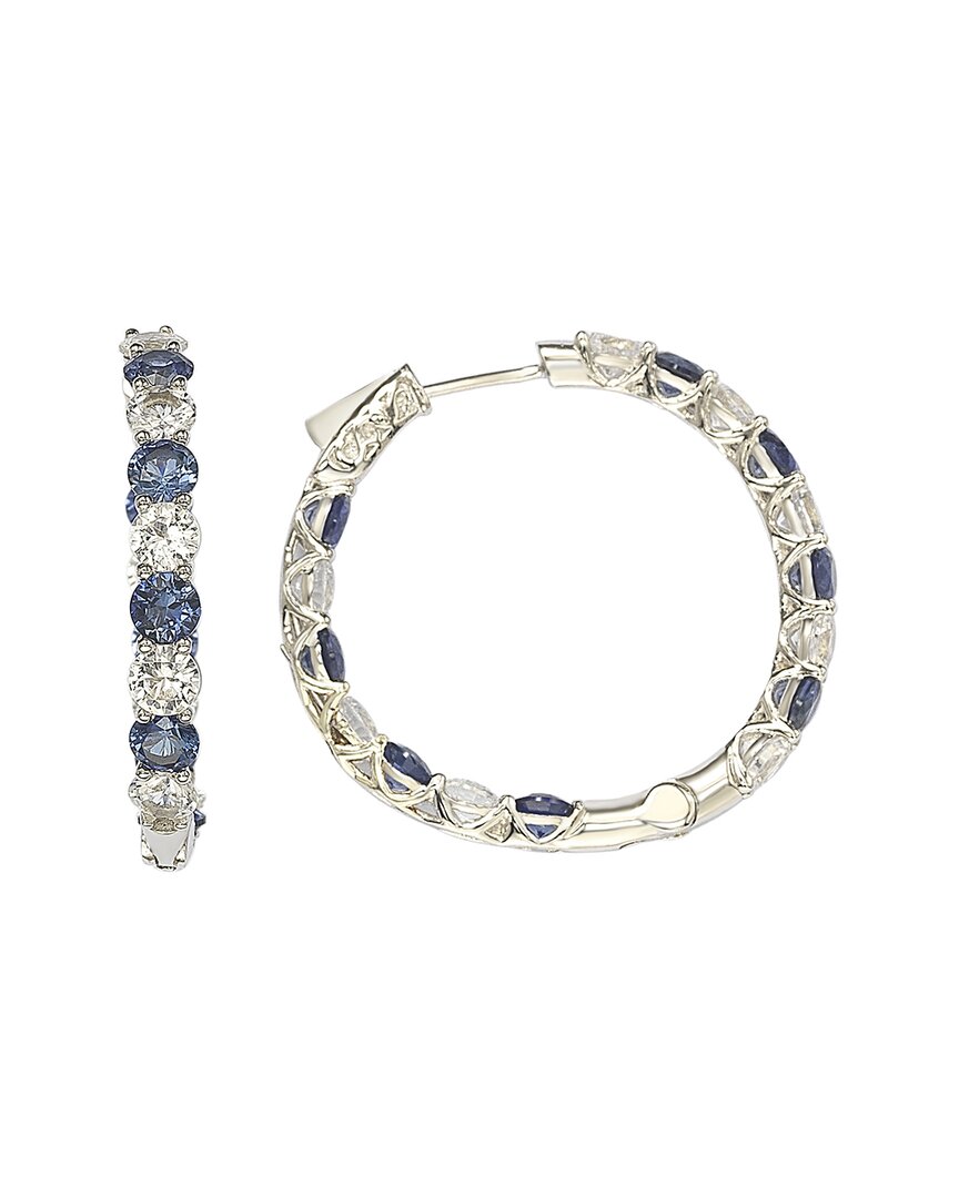 Silver 0.02 ct. tw. Diamond & Sapphire Earrings