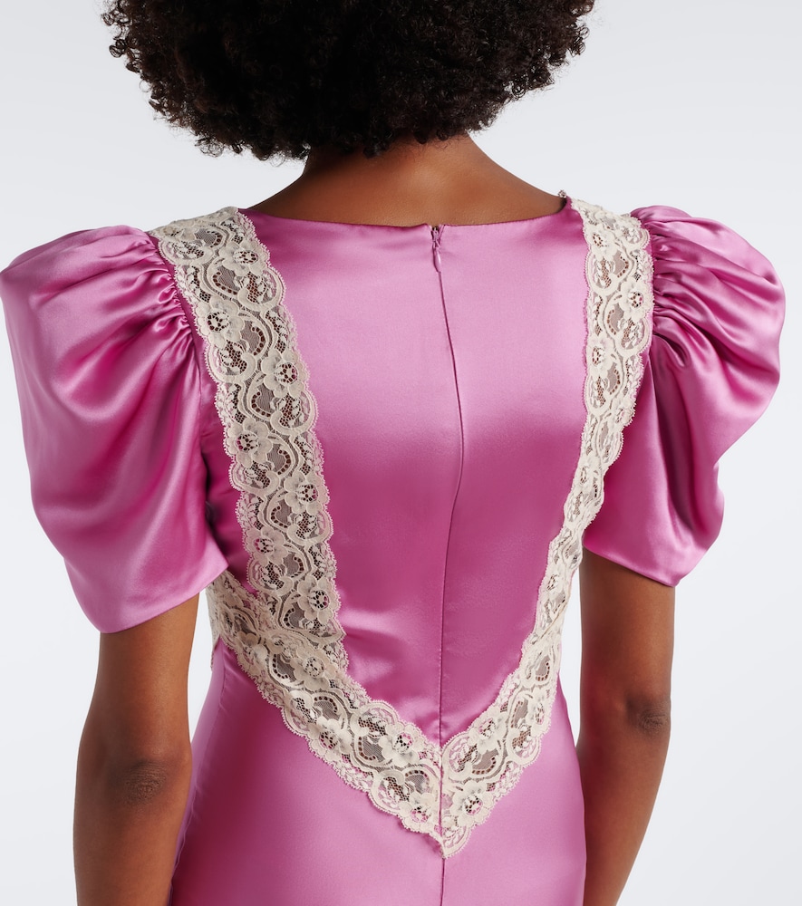 Lace-trimmed silk cocktail dress