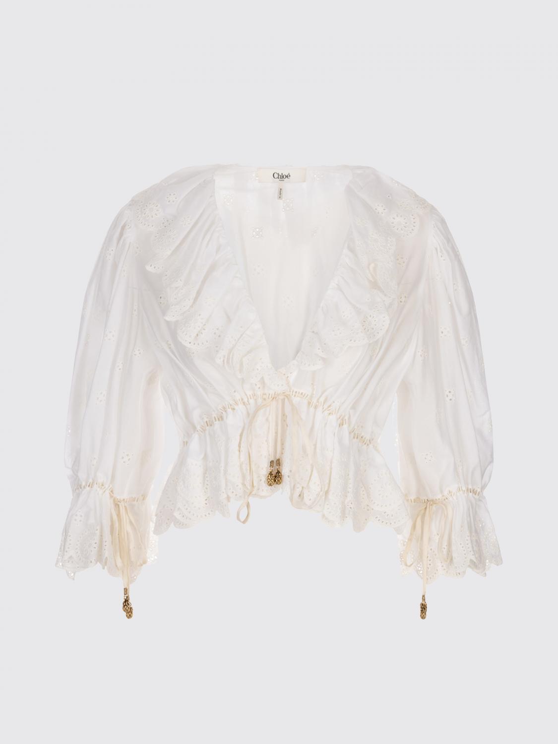Ruffled cropped top - White