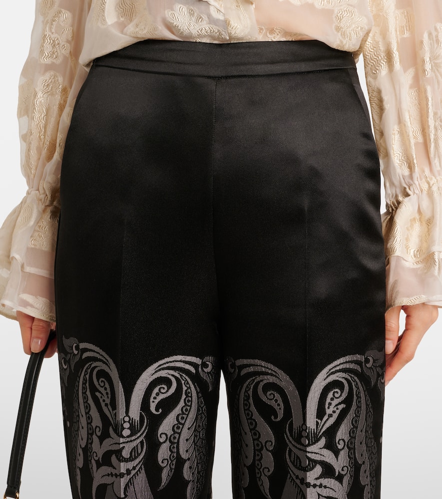 Printed silk-blend wide-leg pants