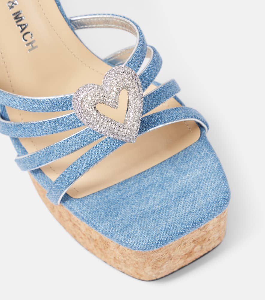 Double Heart denim wedges