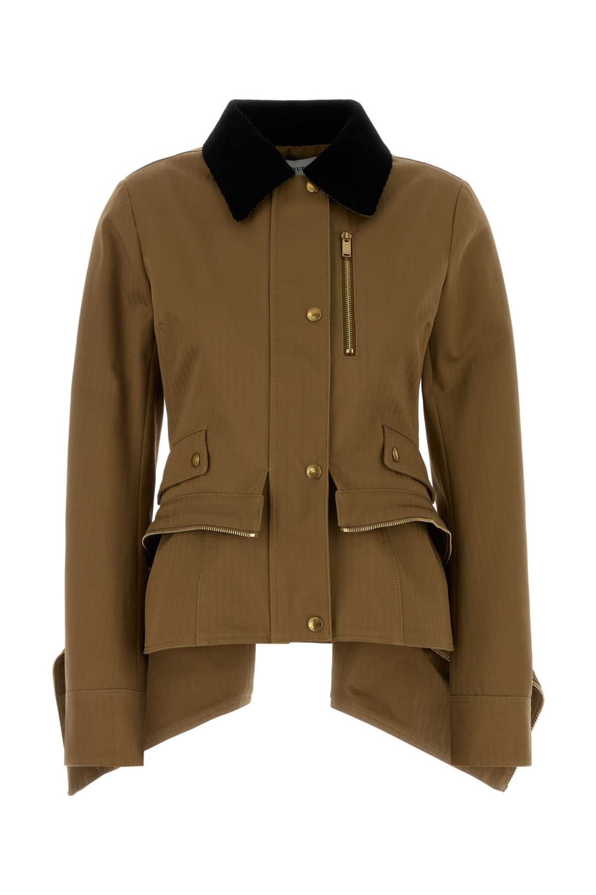 Cotton Jacket with Velvet Collar Jacket — Caramel