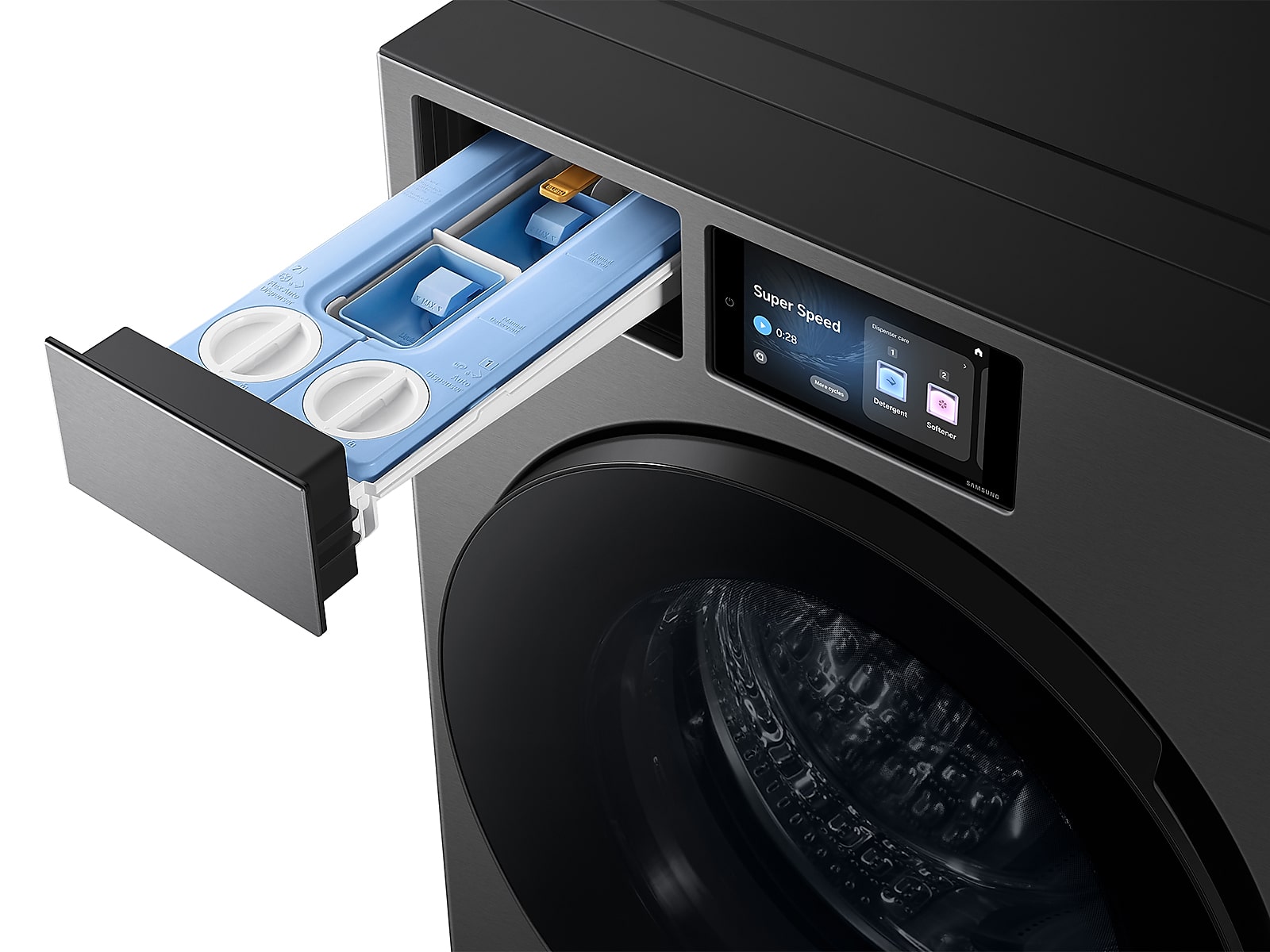 5.3 cu. ft. Bespoke AI Ultra Capacity Front Load Washer with AI Home and AI OptiWash+ in Dark Steel(WF90F53ADSA5)