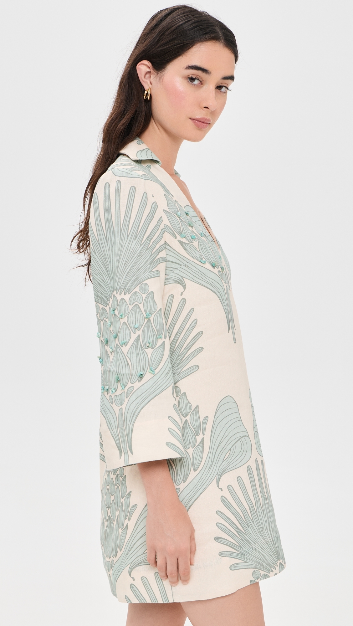 Aziza Mia Embroidered Mini Tunic Mint Mosaique
