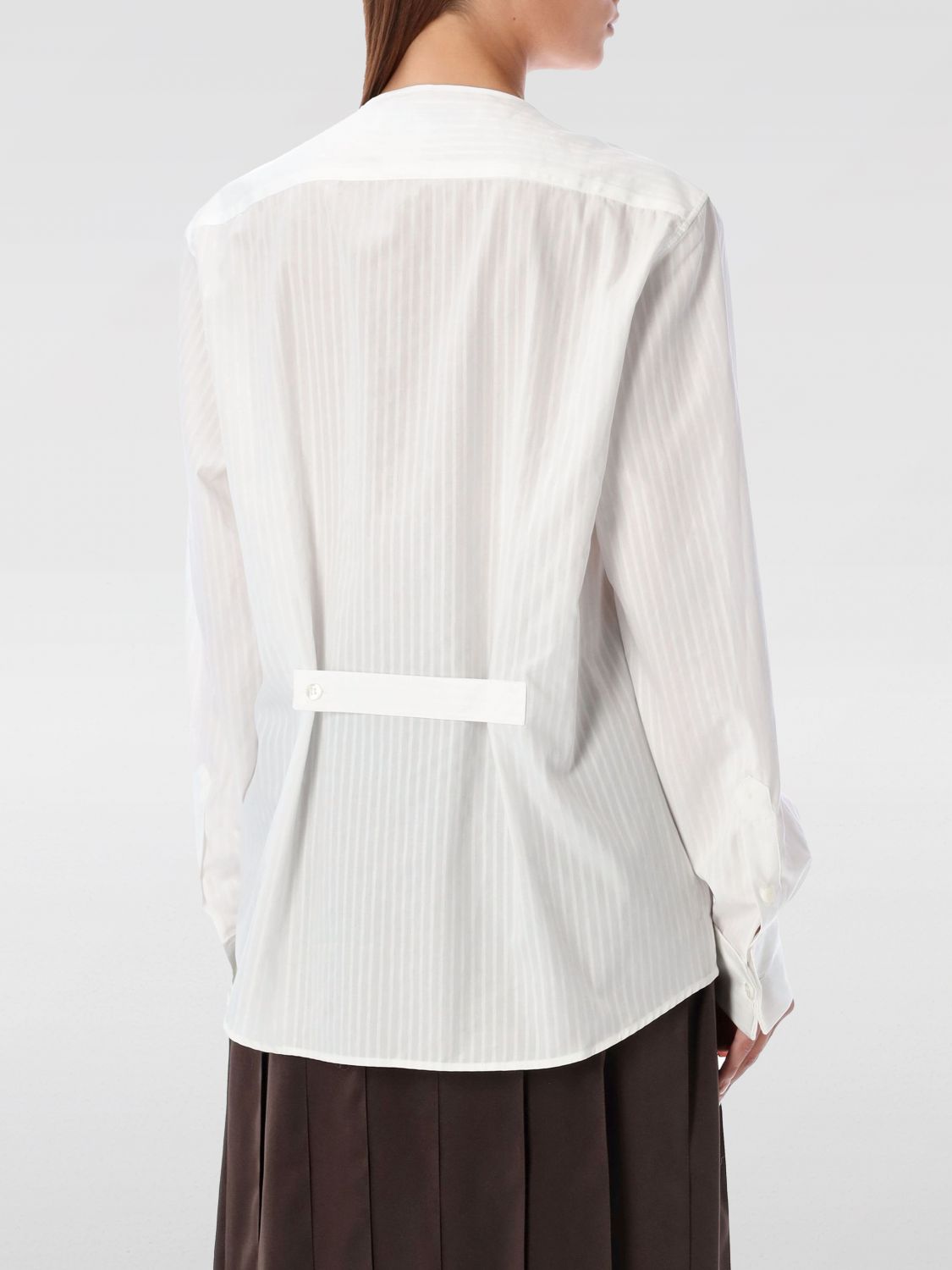 Pintuck bib shirt - White