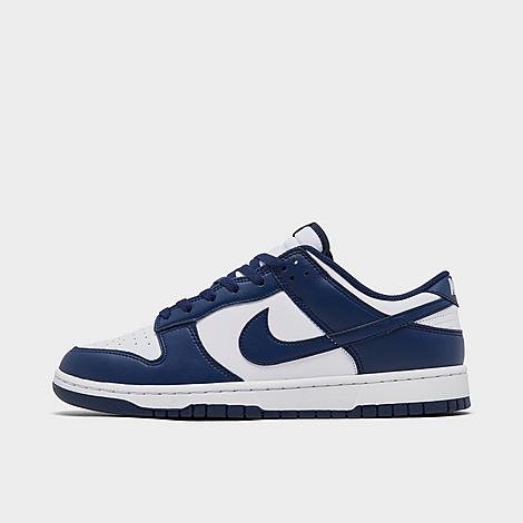 Men's Dunk Low Retro Casual Shoes in White/Midnight Navy/White