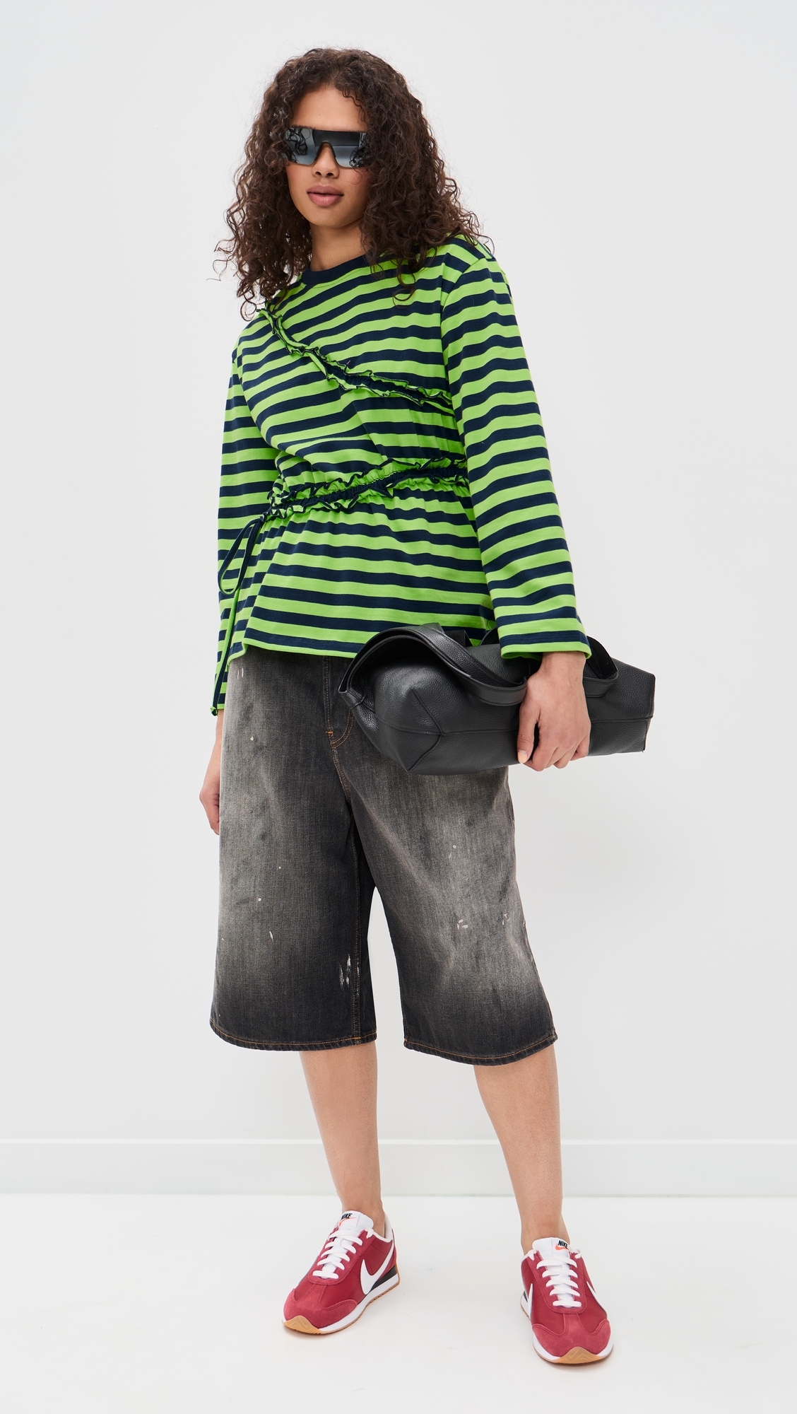 Prudie Ruffle Long Sleeve Tee Lime