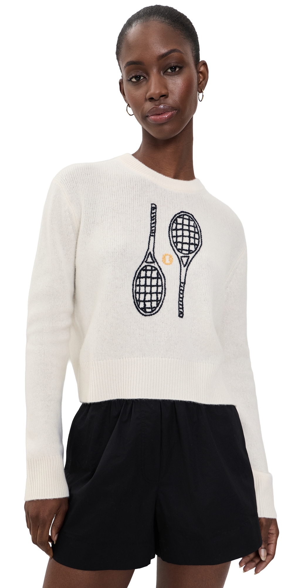 Cashmere Tennis Racquet Sweatshirt Soft White Combo