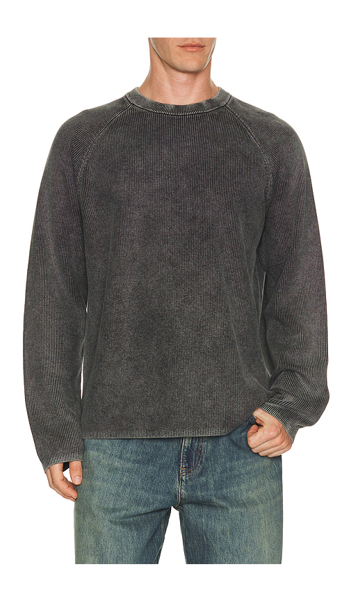 Theory Breach Long Sleeve Crewneck in Washed Black - Charcoal. L also in M, S, XL/1X, XXL/2X