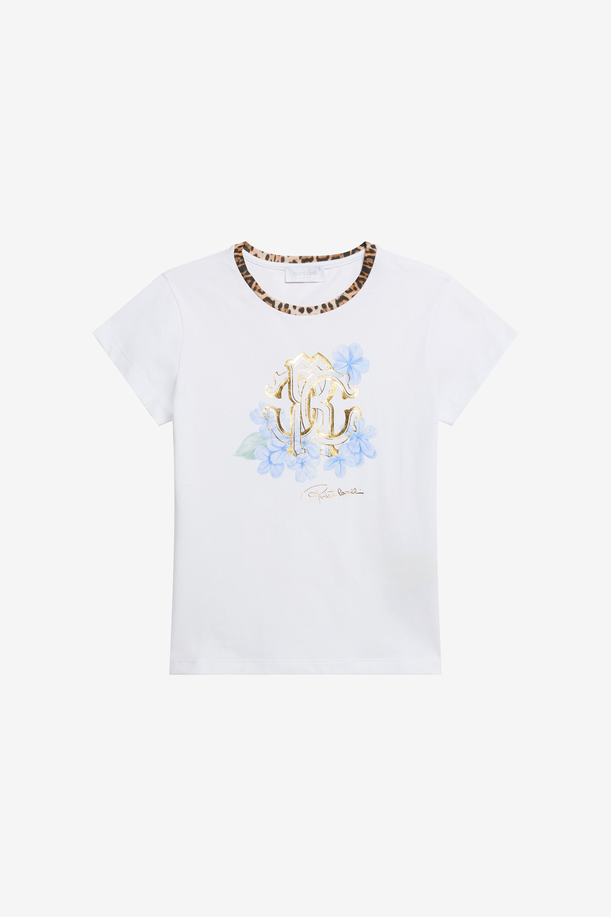 T-shirt With Rc Floral Logo And Leopard Detail