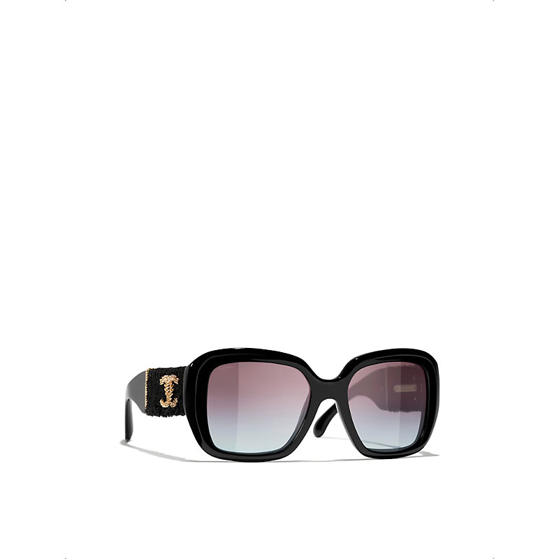 Womens Black CH5512 Square-frame Acetate Sunglasses