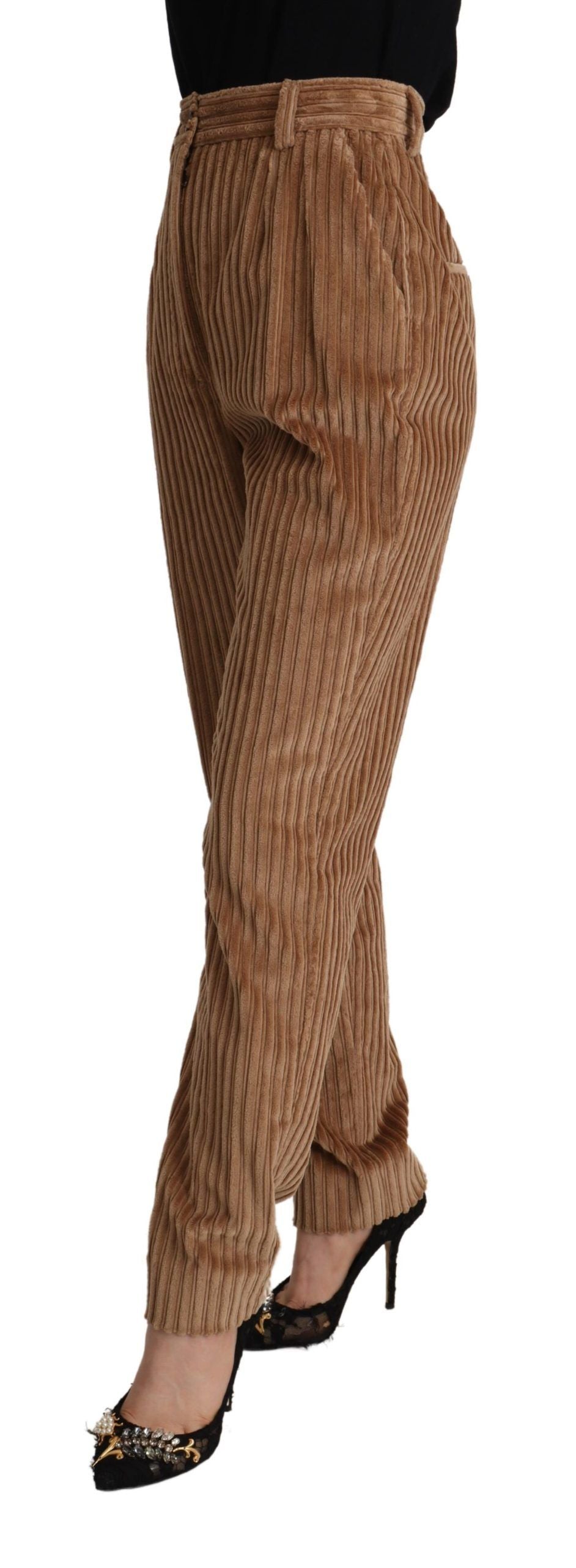 Corduroy Tapered Trousers — Brown