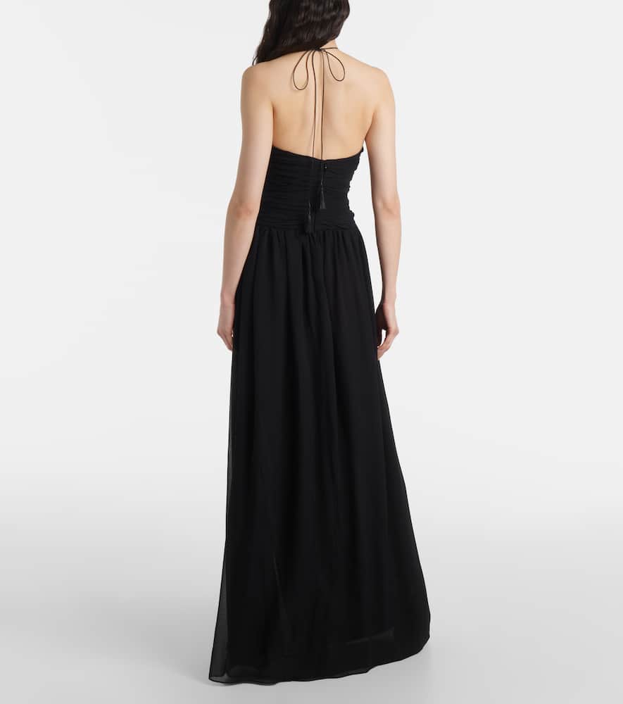 Cutout silk gown