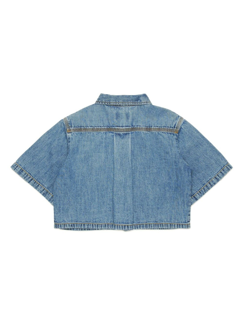 Girls Blue Cropped Shirt