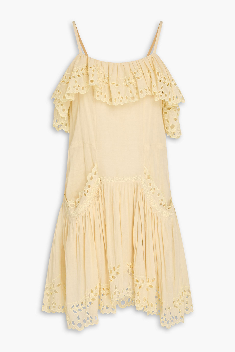 Keoly broderie anglaise cotton-voile mini dress - Yellow - FR 36