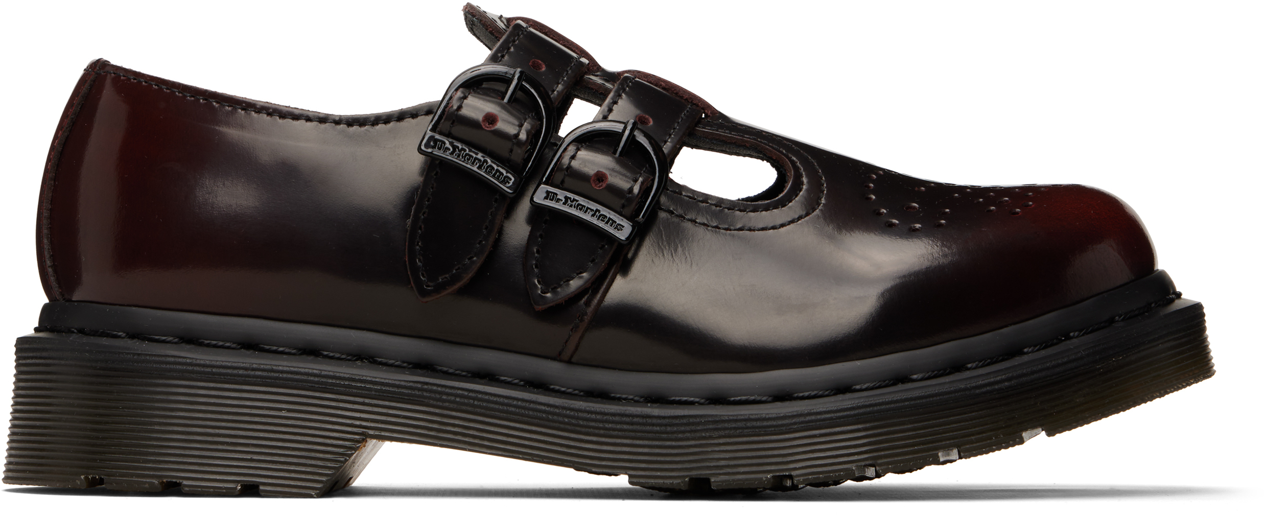 Black & Burgundy 8065 Mary Jane Loafers