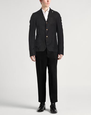 Man Blazer Black Size 38 Linen
