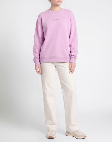 Woman Sweatshirt Lilac Size L Cotton, Polyester