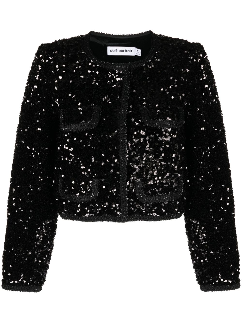 Sequined cropped jacket - Black