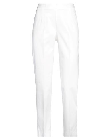 Hira Woman Pants White Size 2 Cotton, Elastane