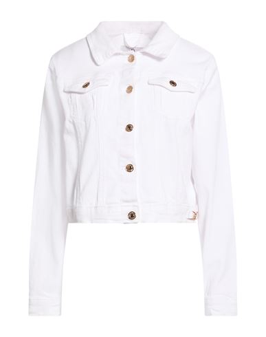 Woman Denim outerwear White Size XL Cotton, Elastane