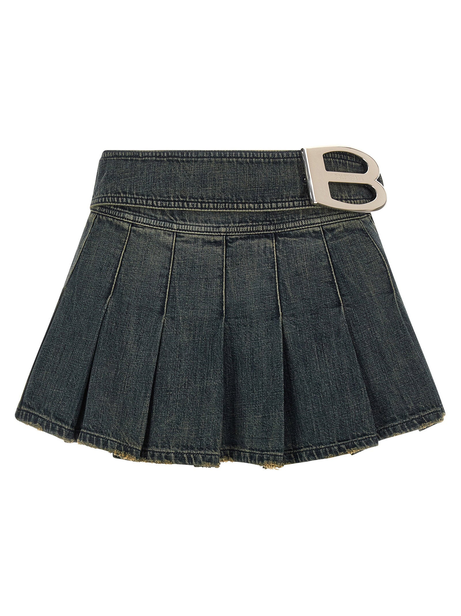 Buckle Pleated Skirt