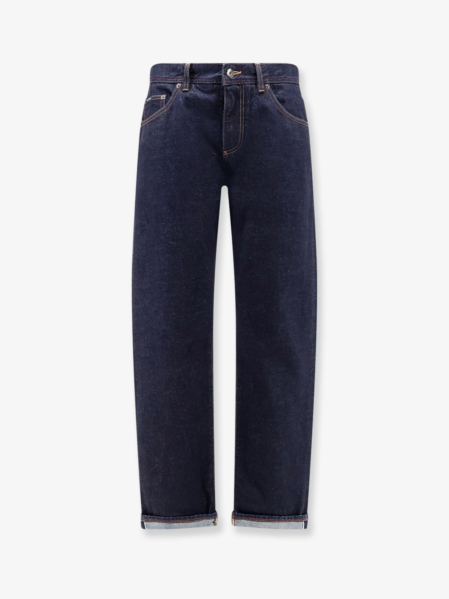 Logo-Embroidered Cotton Denim Jeans — Blue