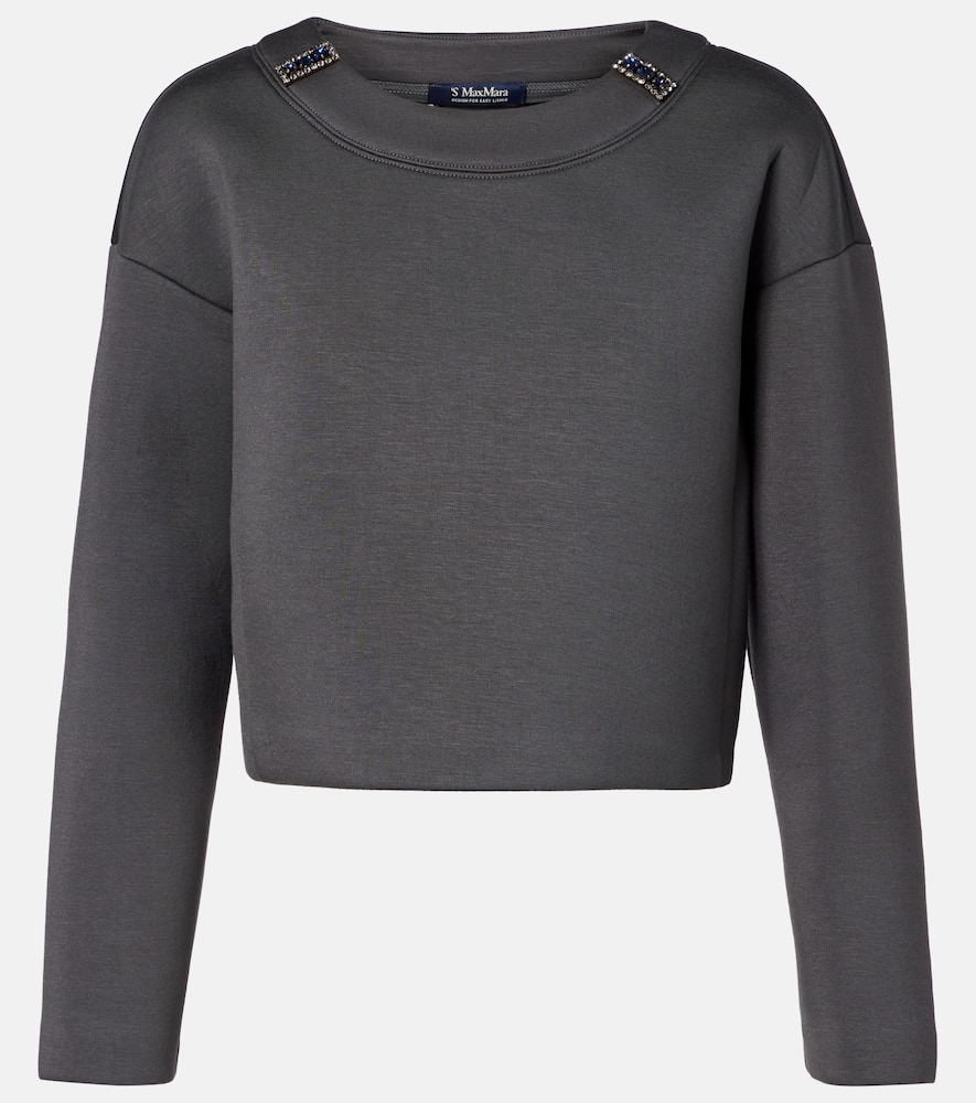 Embellished jersey sweatshirt